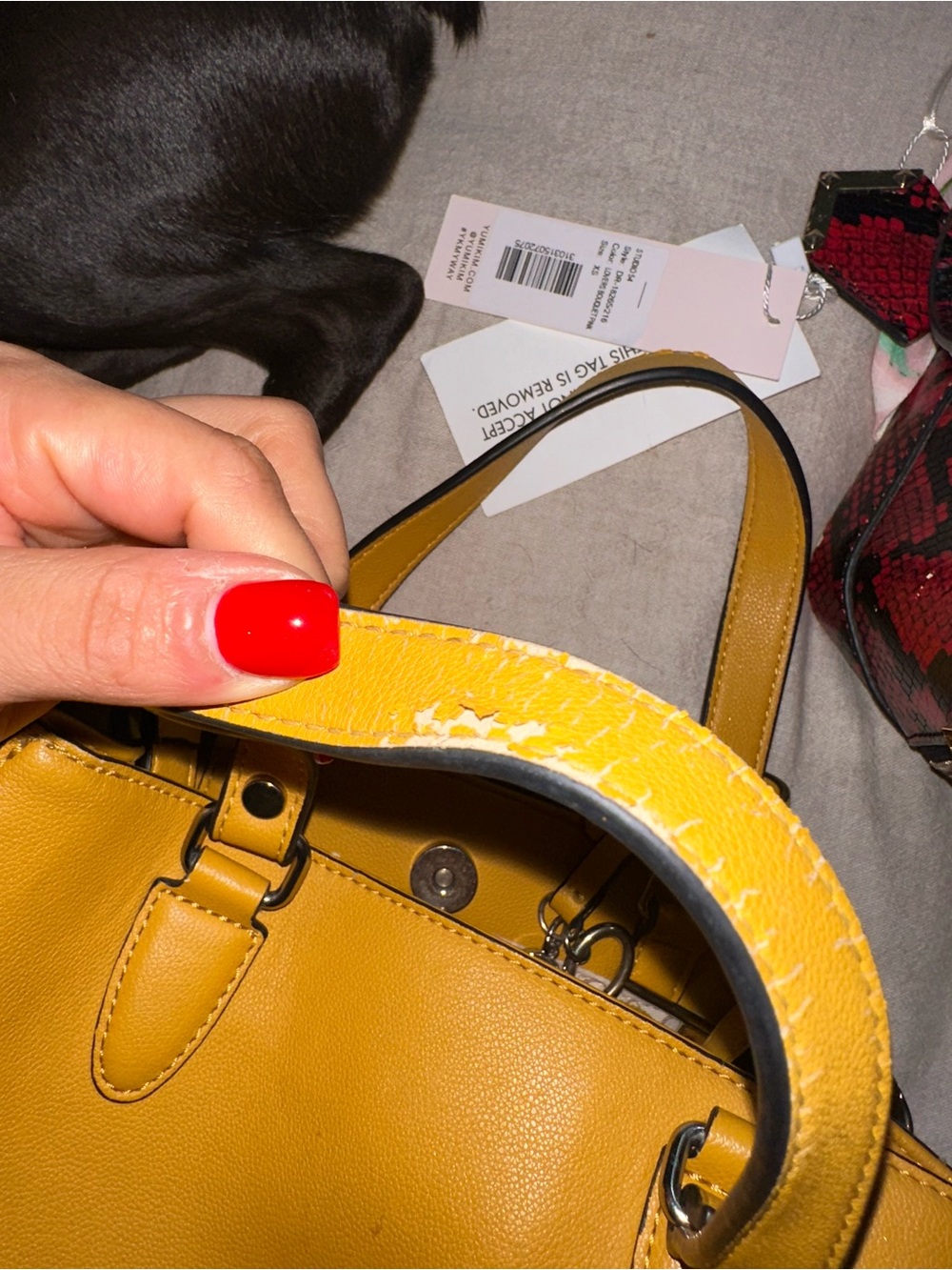 GUESS Yellow Mini Structured Handbag - Picture 4 of 5